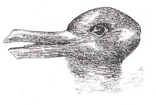 La ilusión del conejo-pato: un dibujo que se puede leer como la cabeza de un conejo o la de un pato